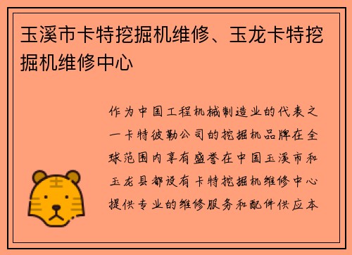 玉溪市卡特挖掘机维修、玉龙卡特挖掘机维修中心